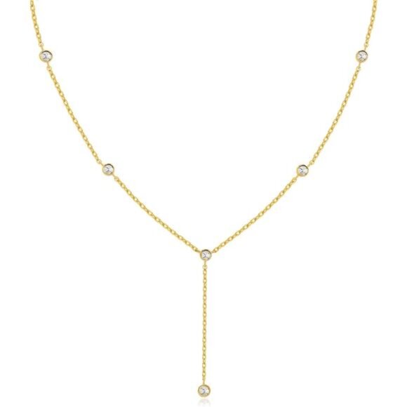 Gold Necklace for Women, Dainty Gold Long Necklaces 14k Gold Plated - Picture 2 of 7